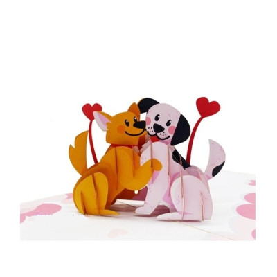 Thiệp 3D Pop Up Đôi Chó Tình Yêu – Thiệp Valentine, Thiệp Sinh Nhật, Thiệp Lãng Mạn Độc Đáo, L16