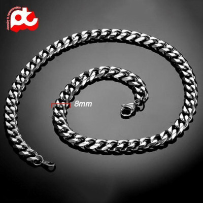 Dây chuyền nam thời trang rẻ đẹp titan lặc xéo cao cấp trangsucpt kích cỡ 8mm màu trắng PTDCNA158