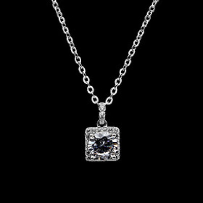 Dây Và Mặt Dây Chuyền Nữ Bạc Hiểu Minh DMD416 Đá Vuông