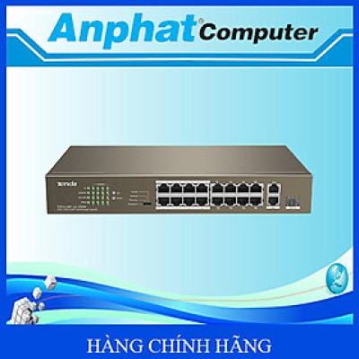 Bộ Chia Mạng 16 Cổng PoE Tenda TEF1118P 18 Port - Hàng Chính Hãng