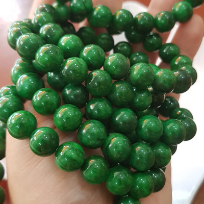 Vòng đeo tay nữ đá cẩm thạch xanh đậm 10mm đẹp  Nữ mệnh mộc hỏa thủy đeo may mắn tài lộc rẻ đẹp ạ