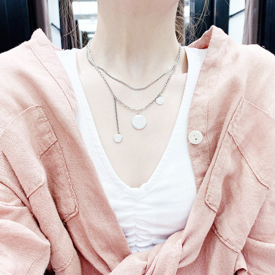 Dây chuyền vòng cổ vảy tròn kép độc đáo