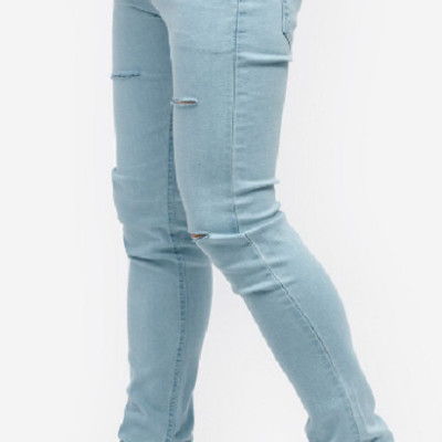 Quần Jeans Titishop QJ146 màu xanh da trời rách gối