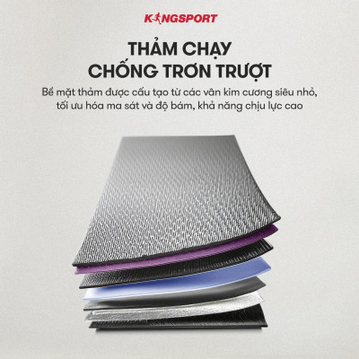 Máy chạy bộ KINGSPORT K-03 đơn năng, tốc độ tối đa 20km/h, 24 chương trình luyện tập, cân nặng phù hợp từ dưới 120-130kg