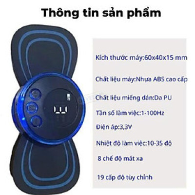 Combo 3 Máy massage MIni kèm miếng dán máy xa cổ vai gáy, 8 chế độ-19 chế độ tiện dụng, đa năng