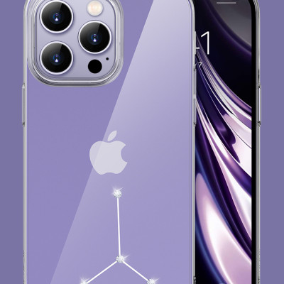 Ốp lưng cứng trong suốt đính đá dành cho iPhone 14 Pro hiệu Memumi - Hàng nhập khẩu