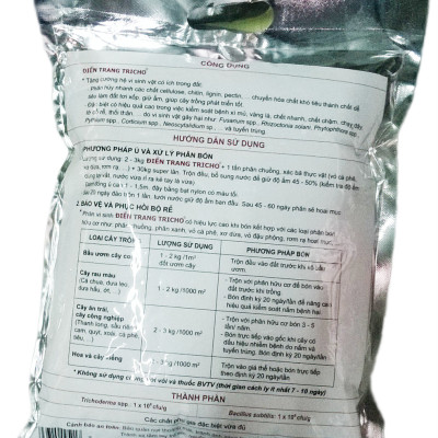 Chế phẩm sinh học hữu cơ vi sinh Trichoderma 1000g (chứa nấm đối kháng Trichoderma,Bacillus subtilis,Streptomyces spp) - Trichoderma fungi 1000g