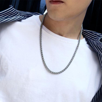 Dây chuyền titan nam cao cấp thời trang thép không gỉ bông dừa trangsucpt cỡ 7mm trắng PTDCNA170