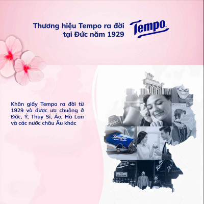 [LỐC 4 GÓI] Khăn Giấy Rút Cao cấp Tempo Hương Sakura - 4 Lớp Bền Dai, An Toàn Cho Da - Thương Hiệu Đức (Lốc 4 Gói)