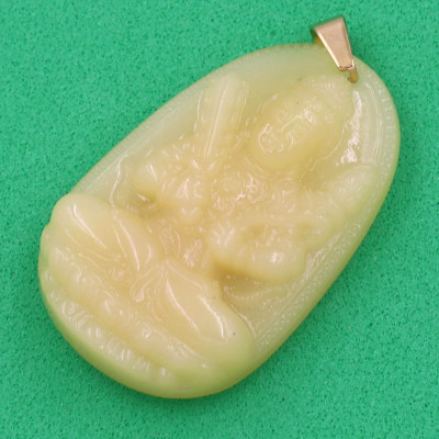 Mặt dây chuyền Hư Không Tạng Bồ Tát thạch anh vàng 4.3cm - phật bản mệnh tuổi Sửu, Dần