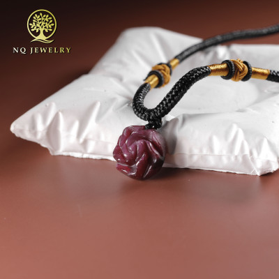 Mặt dây chuyền hoa mẫu đơn đá ruby Nam Phi mệnh hỏa, thổ - Ngọc Quý Gemstones