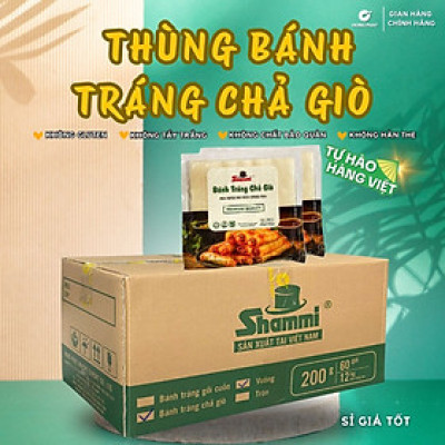 [Sỉ giá tốt] Thùng bánh tráng chả giò Shammi vuông size 22cm túi 200g (bánh đa nem xuất khẩu)