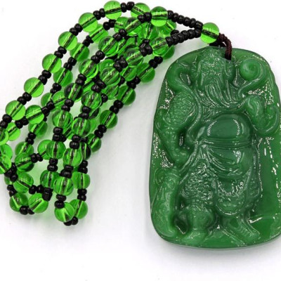 Vòng cổ tượng Quan công đá thạch anh xanh DQCX14