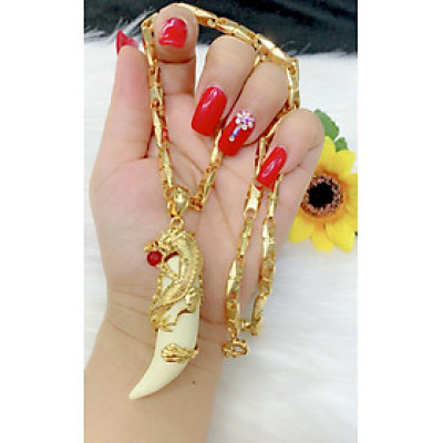 dây chuyền nam mặt rồng ngậm ngọc mạ vàng 24k EKP134AG
