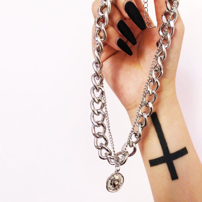 Vòng cổ dây chuyền titan unisex 2 lớp cá tính nổi bật trẻ trung năng động