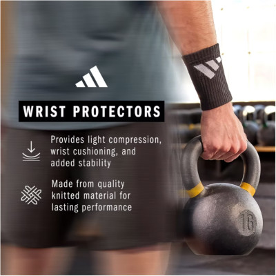 Băng Cổ Tay Thun Co Giãn ADIDAS ADST-13403BK Wrist Protectors - Phụ Kiện Thể Thao Chính Hãng (1 Cặp)