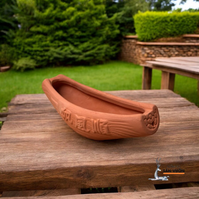 Chậu Gốm Đất Nung Hình Chiếc Thuyền Nhỏ 23x8x6cm