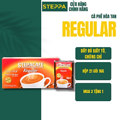STEPPACAFE-Cà phê hoà tan sữa Regular 3in1 (Hộp 21 gói x 16g)