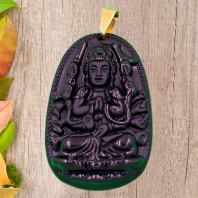 Mặt Phật Thiên Thủ Thiên Nhãn - thạch anh đen 4.3cm - tuổi Tý