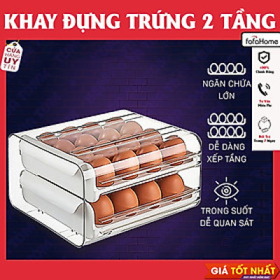 Khay Đựng Trứng 2 Tầng 32 Ô Kéo Rút Thông Minh Chất Liệu Nhựa PP Siêu Bền Phong Cách Nhật Bản Hộp Bảo Quản Trứng Tiện Lợi Cho Gia Đìnhh