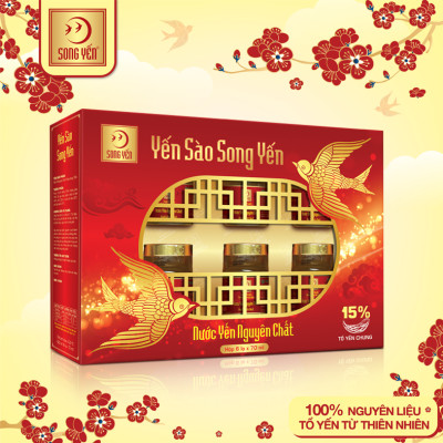 Nước Yến Nguyên Chất 15% Song Yến (Lốc 6 Lọ x 70ml)