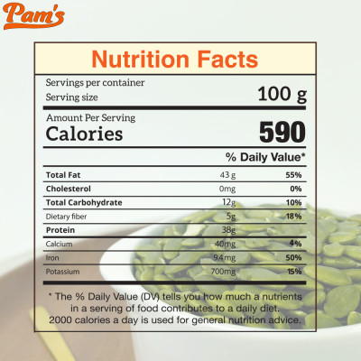 Hạt Bí Xanh Tách Vỏ Nhập Khẩu Mỹ Pams 300g/hũ, Nhân To, Dày Cơm, Giòn Bùi, Thích Hợp Ăn Vặt, Ăn Kiêng, Dinh Dưỡng Mẹ Bầu