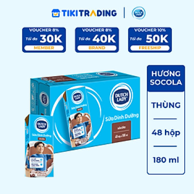 Thùng 48 Hộp Sữa Uống Tiệt Trùng Dutch Lady Socola (180ml/Hộp)