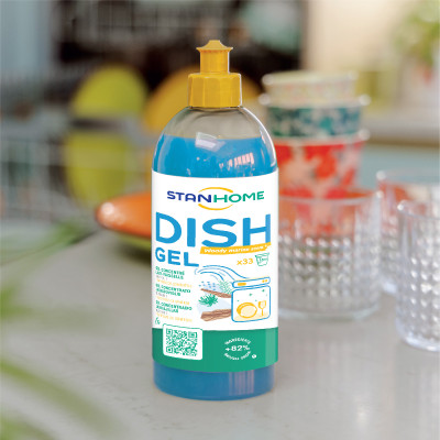 Gel rửa bát chuyên dụng cho máy nguyên liệu từ tự nhiên với hương gỗ và hương biển tươi mát All in One Stanhome DISH GEL WOODY 500ml