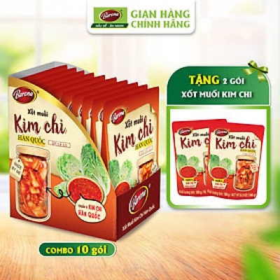 Combo 1 hộp (10 gói) Xốt Muối Kim Chi Barona 180g Tặng 2 gói cùng loại