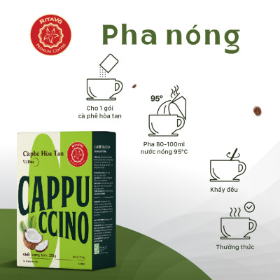 Cà phê hoà tan Rita Võ Cafe Cappuccino coconut [Hộp 216g x 12 gói]