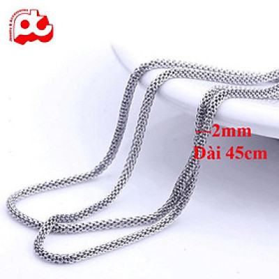 Dây chuyền nam titan cao cấp đẹp sang trọng thép không gỉ trangsucpt kích cỡ 2mm màu trắng PTDCNA41
