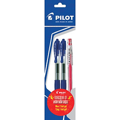 Combo Pilot 06 : 2 Bút Gel G-2 Mực Xanh + 1 Bút Gel G-Tec Mực Đỏ