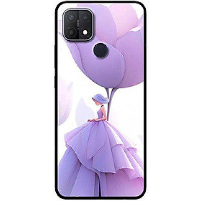 Ốp lưng cho Oppo A15 - A15s - Oppo A35 4G - A17 - A17K - Oppo A57 - A95 5G - Cô Gái Hoa Tím - Hàng Chính Hãng