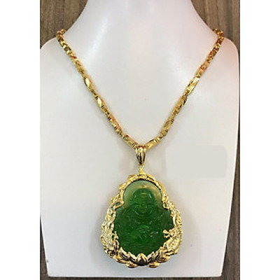 Dây chuyền nam đốt vuông mặt Phật Di Lặc đài sen mạ Vàng 24k MD26