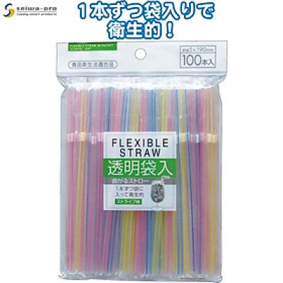 Set 100 ống hút Flexible Straw Ø5mmx190mm - Hàng nội địa Nhật Bản nhập khẩu chính hãng