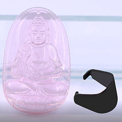 [Tuổi Tuất, Hợi] Mặt Dây Chuyền Phật A Di Đà Đá Pha Lê Hồng Size Nhỏ 3.6cm & Size Lớn 5cm- Tặng Kèm Móc Inox - Phong Thủy 868 - May Mắn - Bình An