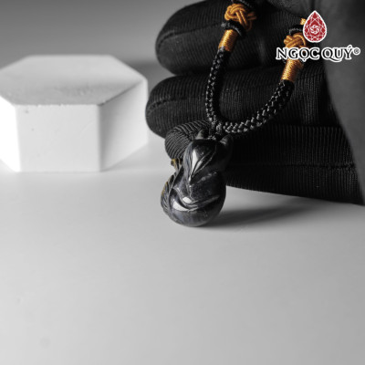 Mặt dây chuyền hồ ly đá mắt hổ xanh đen 17x22mm mệnh thủy, mộc - Ngọc Quý Gemstones