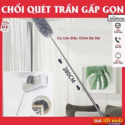 Chổi Lông Quét Trần Nhà Quét Bụi Mạng Nhện Trên Cao Uấn Dẻo Đồ Dài Co Giãn Lên Đến 2,8m Cán Inox Xoay 360