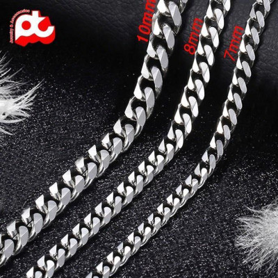 Dây chuyền nam thời trang rẻ đẹp titan lặc xéo cao cấp trangsucpt kích cỡ 8mm màu trắng PTDCNA158
