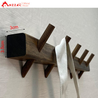 Móc Treo Quần Áo Gắn Tường Màu Nâu Rustic- Móc Gỗ Treo Quần Áo Anzzar - Móc Treo Tường Gỗ Tự Nhiên-M01