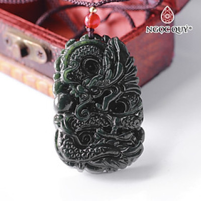 Mặt dây chuyền rồng ngậm long châu đá ngọc hòa điền mệnh mộc, hỏa - Ngọc Quý Gemstones