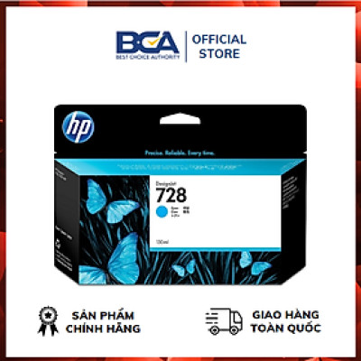 Mực in HP 728 130ml Cyan Ink Cartridge (F9J67A) - Hàng chính hãng