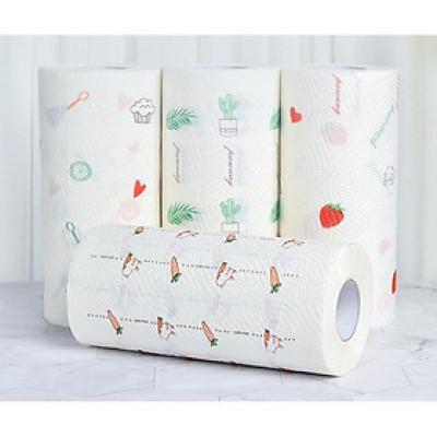 Combo 5 Cuộn Khăn Giấy Thấm Dầu Trái Cây Nhiều Hình Có thể tái sử dụng