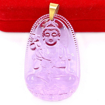 Mặt dây chuyền Đại Thế Chí Bồ Tát thủy tinh tím 3.6cm - phật bản mệnh tuổi Ngọ - Mặt size nhỏ