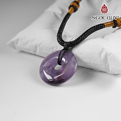 Mặt dây chuyền đồng điếu đá thạch anh tím đẹp 25mm mệnh hỏa. thổ - Ngọc Quý Gemstones