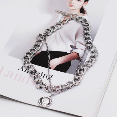 Vòng cổ dây chuyền titan unisex 2 lớp cá tính nổi bật trẻ trung năng động