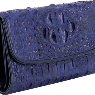 Ví Nữ Da Cá Sấu 3 Gấp Nguyên Con Huy Hoàng HT3720 (19 x 10.5 cm) - Xanh Đậm
