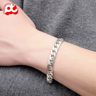 Lắc tay nam cao cấp đẹp sang trọng titan kiểu lặc đơn trangsucpt kích cỡ 7mm màu trắng PTLTNA76