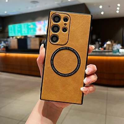 Ốp Lưng Da Cho Samsung S25 Ultra / S24 Ultra / Galaxy S23 Ultra / S23 Plus / S22 Ultra / S22 Plus Có Vòng Từ Tính