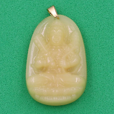 Mặt dây chuyền Hư Không Tạng Bồ Tát thạch anh vàng 4.3cm - phật bản mệnh tuổi Sửu, Dần